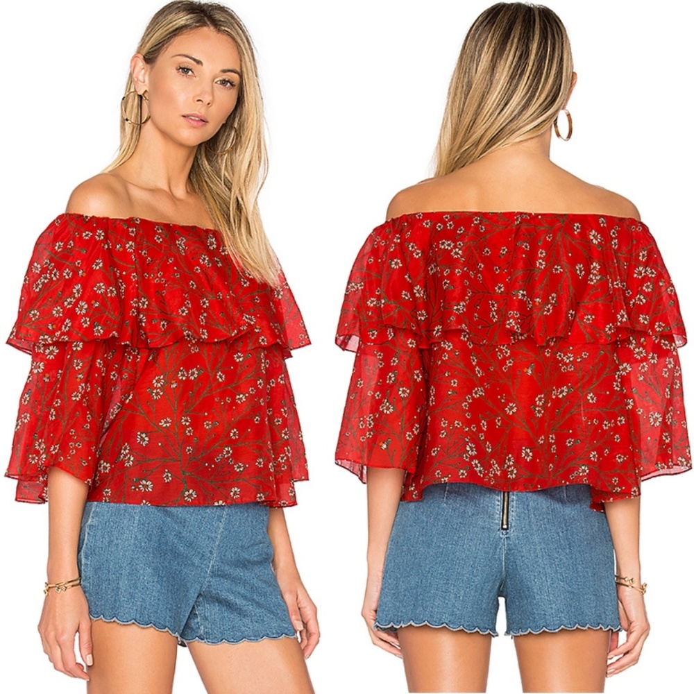 Alice + Olivia Meagan Off the Shoulder Daisy Top